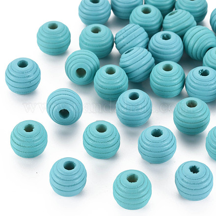 Painted Natural Wood Beehive Beads WOOD-Q040-019B-A01-1