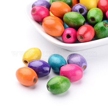 Mixed Lead Free Oval Wood Beads X-TB098Y-1