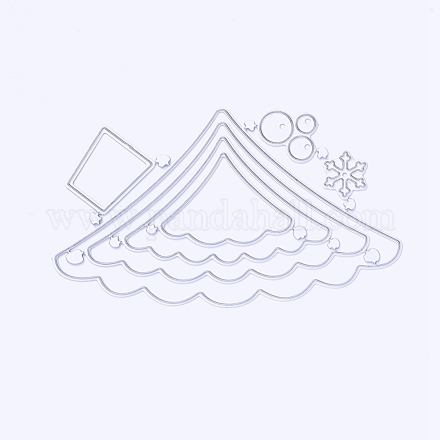 クリスマステーマフレーム炭素鋼切削ダイステンシル  DIYスクラップブッキング/フォトアルバム用  装飾的なエンボス印刷紙のカード  クリスマスツリー  マットプラチナカラー  58.5x102x0.8mm DIY-F046-14-1