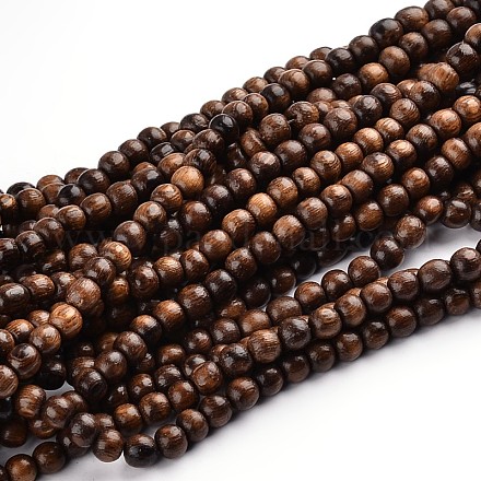 Perles en bois de wengé non teintes et naturelles WOOD-Q003-11-1
