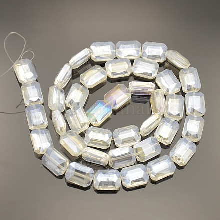 Rectangle Electroplate AB Color Plated Glass Beads Strands EGLA-P002-AB01-1