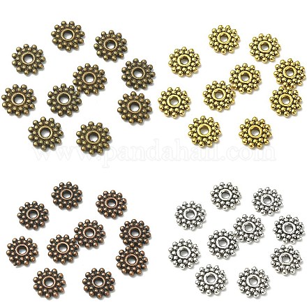100 pièce de perles d'espacement en alliage d'argent tibétain TIBEB-YW0001-66-1