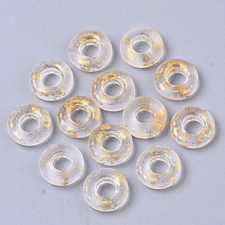 Perles européennes en verre transparent peint par pulvérisation X-GLAA-N035-04F-1