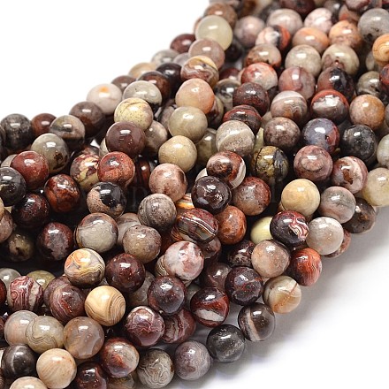 Natural Maxico Crazy Agate Round Beads Strands G-P075-09-8mm-1