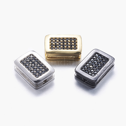 Perline scanalate in ottone zigrinato cubico micro pavé ZIRC-A008-18-1
