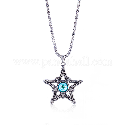 Collier pendentif étoile à cinq branches collier pendentif étoile en acier titane résine vintage bijoux mauvais œil breloques gardien pour hommes femmes JN1108A-1