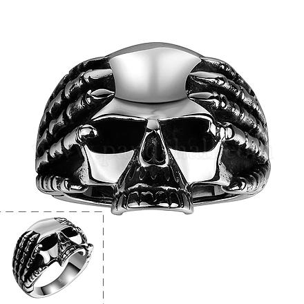 Punk Rock Style Men's 316L Surgical Stainless Steel Skull Rings RJEW-BB06624-9-1