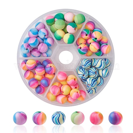90 Stück 6 Farben handgefertigte Polymer Clay Perlen CLAY-YW0001-80-1