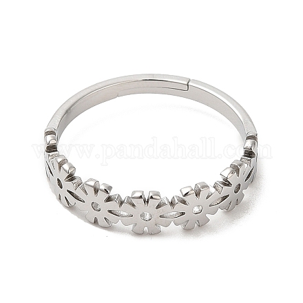 304 регулируемое кольцо в виде цветка из нержавеющей стали для женщин RJEW-M149-37P-1