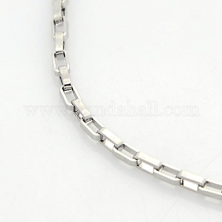 Unisex Casual Style 304 Stainless Steel Box Chain Necklaces STAS-O037-14P-1