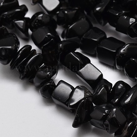 Chips Dyed Black Glass Beads Strands GLAA-N0010-01-1