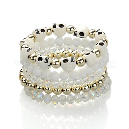 Acrylique et verre bracelets de perles d'étirement à la mode pour les filles BJEW-PJB817-4-1