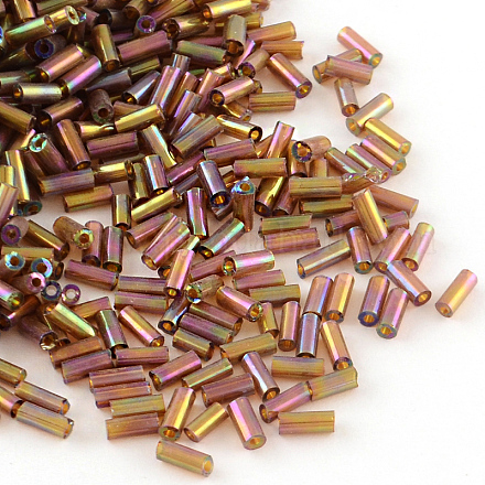 Perle di bugle di vetro placcato color ab SEED-R011-162C-1