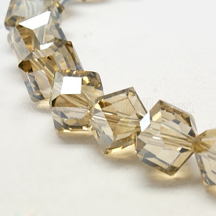 Pearlized Crystal Glass Cube Beads Strands EGLA-F023-A02-1