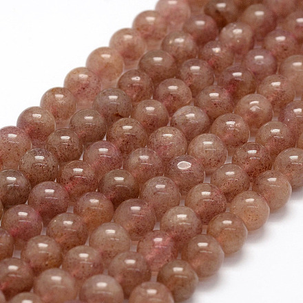 Chapelets de perles aux fraises en quartz naturel X-G-F364-07-8mm-1