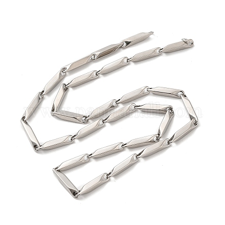 201 collana con catena a maglie rettangolari in acciaio inossidabile NJEW-Q316-01A-P-1