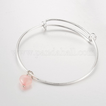 Adjustable Silver Color Plated Brass Charm Bangles BJEW-JB02101-04-1