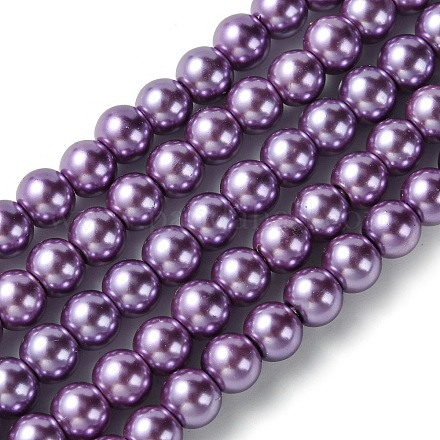 Brins de perles de verre teint écologiques HY-A008-6mm-RB083-1