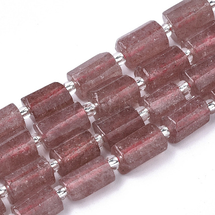 Chapelets de perles aux fraises en quartz naturel G-S345-8x11-008-1