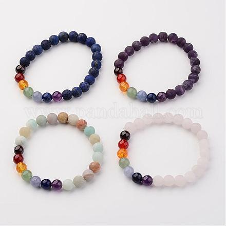 Natural Gemstone Beads Stretch Bracelets BJEW-JB02447-1