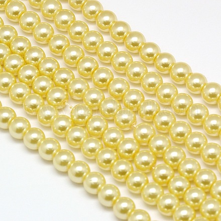 Fili di perle rotonde di perle di vetro tinto ecologico X-HY-A002-8mm-RB071-1
