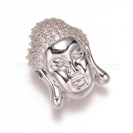 Buddha-Kopf aus Messing Micro Pave Zirkonia Perlen ZIRC-K015-03P-1