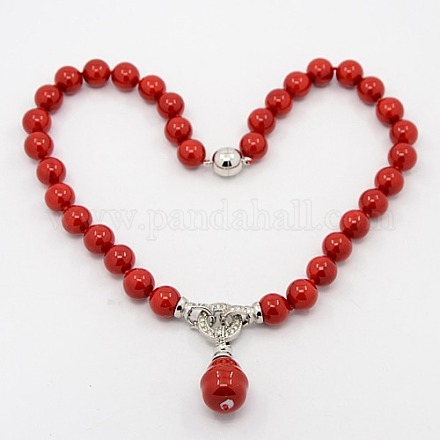 Cadeaux de fête des mères à la mode shell perles colliers de perles pour les femmes X-NJEW-M004-01C-1