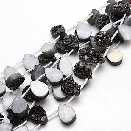 Natural Druzy Agate Beads Strands G-G562-15x20mm-01-1