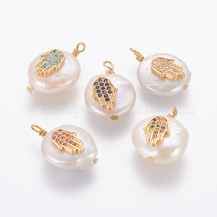 Colgantes naturales de perlas cultivadas de agua dulce PEAR-L027-19-1