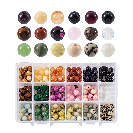 Yilisi 270pcs 18 couleurs perles de pierres précieuses naturelles et synthétiques G-YS0001-09-1