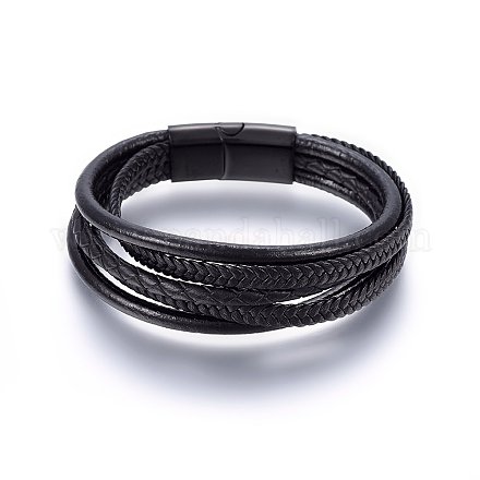 Leather Cord Multi-strand Bracelets BJEW-G603-36B-1