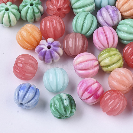 Synthetic Coral Corrugated Melon Beads CORA-R017-27-C01-1