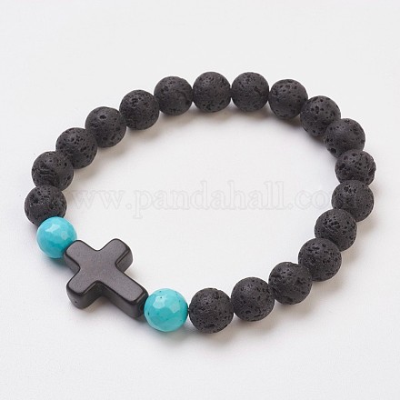 Perles synthétiques turquoise étirer bracelets X-BJEW-JB03710-01-1
