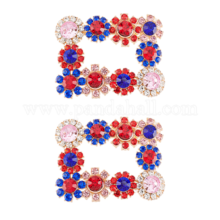 2pcs décorations de chaussures de fleur de strass en alliage FIND-FG0002-40A-1