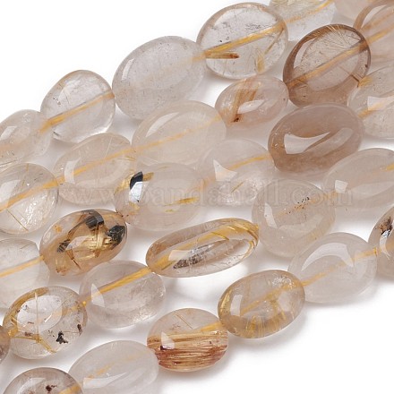 Chapelets de perles en quartz de rutile naturel G-L493-46-1