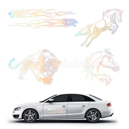 SUPERFINDINGS 4 Sheets 4 Styles Reflective PET Waterproof Car Stickers STIC-FH0001-03-1