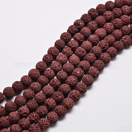 Natural Lava Rock Round Bead Strands X-G-I124-8mm-06-1