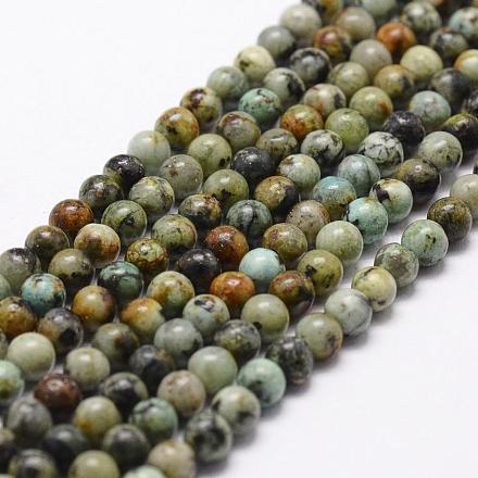 Brins de perles turquoises africaines naturelles (jaspe) G-D840-90-8mm-1