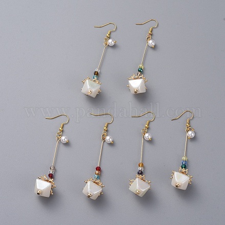 Orecchini pendenti in acrilico e imitazione perla EJEW-JE03901-M-1