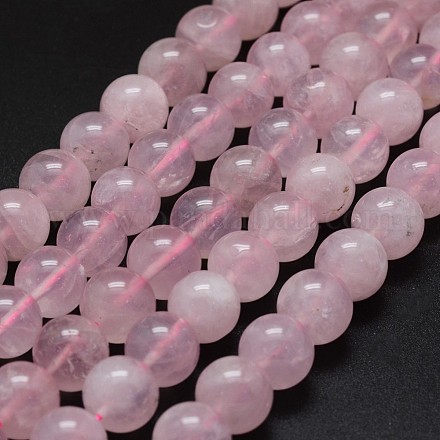 Madagascar naturel rose perles de quartz brins G-K285-33-8mm-02-1