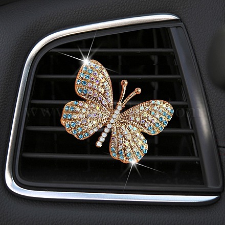 Butterfly Alloy Rhinestone Car Air Vent Clips AUTO-PW0001-02C-1