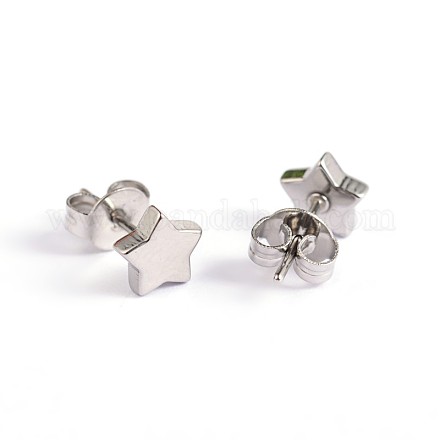 Star 304 Stainless Steel Ear Studs EJEW-F0075-020P-1