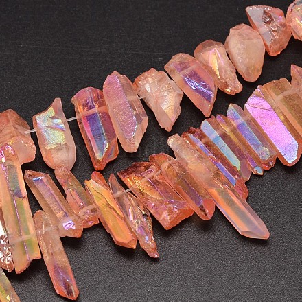 Electroplated Natural Quartz Crystal Beads Strands G-A142-03G-1