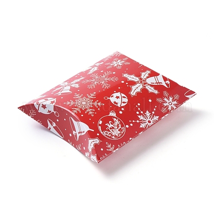 クリスマスギフトカード枕箱  ホリデーギフト用  キャンディーボックス  クリスマスクラフトパーティーの好意  レッド  16.5x13x4.2cm CON-E024-01B-1