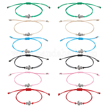 Fibloom 12 pièces 2 couleurs ensemble de bracelets à maillons en alliage de tortue BJEW-FI0001-40-1