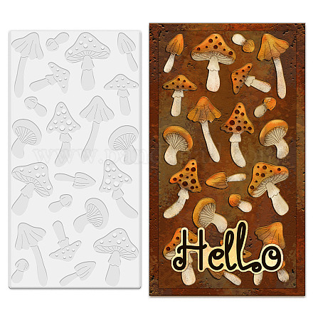 GLOBLELAND Mushroom Background Cutting Dies Metal Mushroom Background Die Cuts Embossing Stencils Template for Paper Card Making Decoration DIY Scrapbooking Album Craft Decor DIY-WH0309-491-1