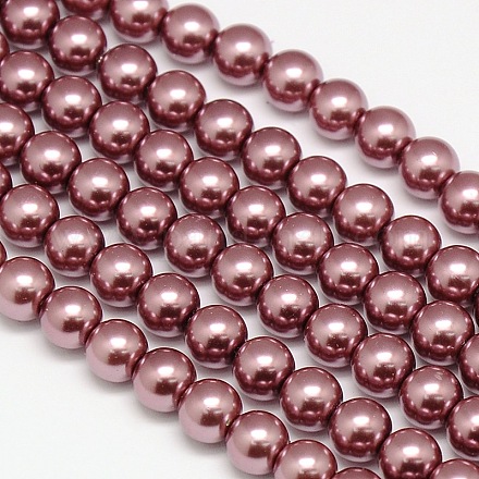 Brins de perles rondes en verre teinté écologique X-HY-A002-10mm-RB063-1