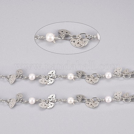 Chaînes de perles en laiton faites à la main de 3.28 pied X-CHC-I029-01P-1