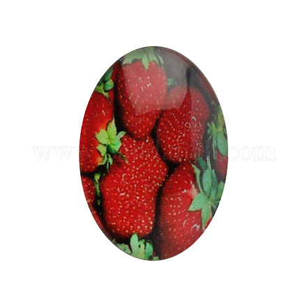 Fruits ornements thématiques verre cabochons ovales à dos plat X-GGLA-A003-30x40-RR15-1