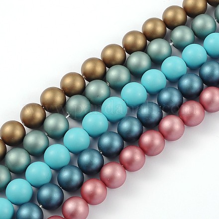 Round Shell Pearl Bead Strands BSHE-J011-12mm-M-1